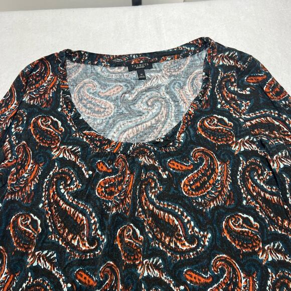 Talbots Women’s Medium Long Sleeve Paisley Patterned Pullover T Shirt Top - Picture 2 of 12